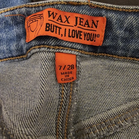 WAX JEAN BUTT I LOVE YOU Distressed Skinny Denim Jeans Light Wash Fade Size 7/28 - Picture 12 of 17